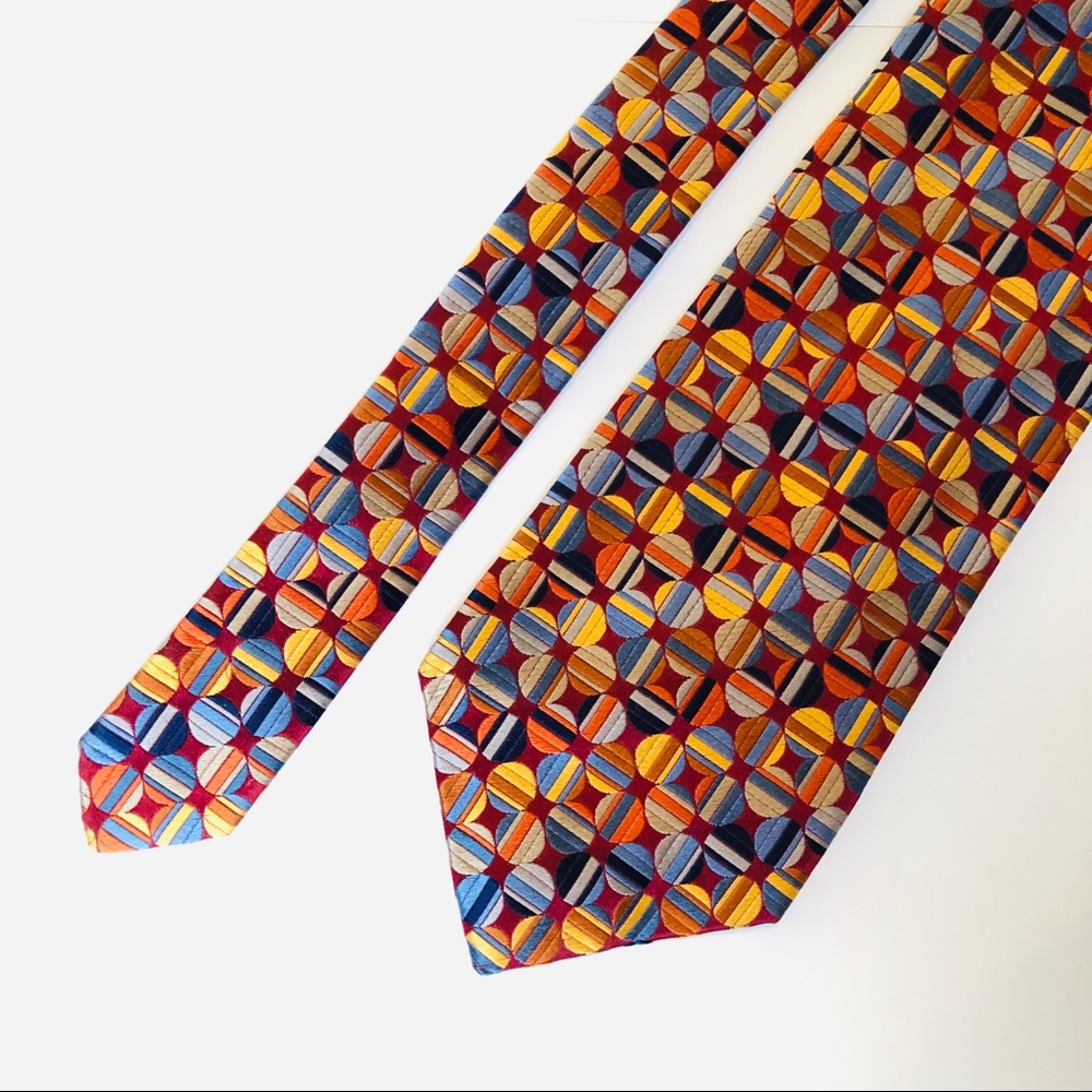 Vintage silk tie XMI Platinum mix color Geometric